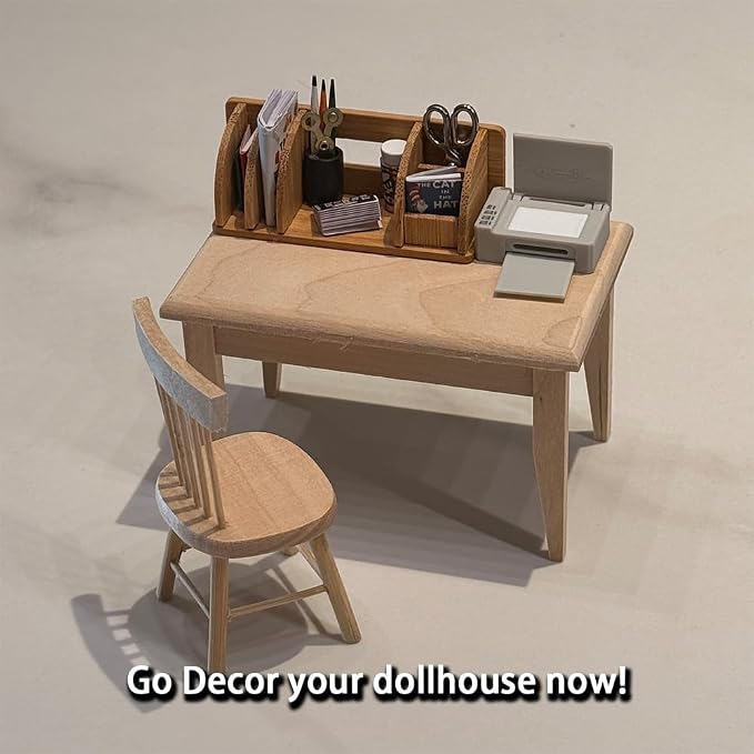 1:12 Mini Dollhouse Accessories Office Supplies Set, Including 2 Print Models