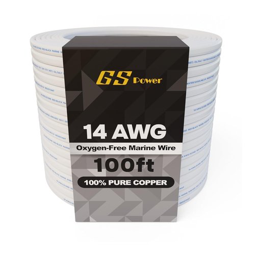 GS Power 100 Ft Marine Wire - 14 Gauge Oxygen-Free Tinned Copper Electrical Cable for Boats & RVs