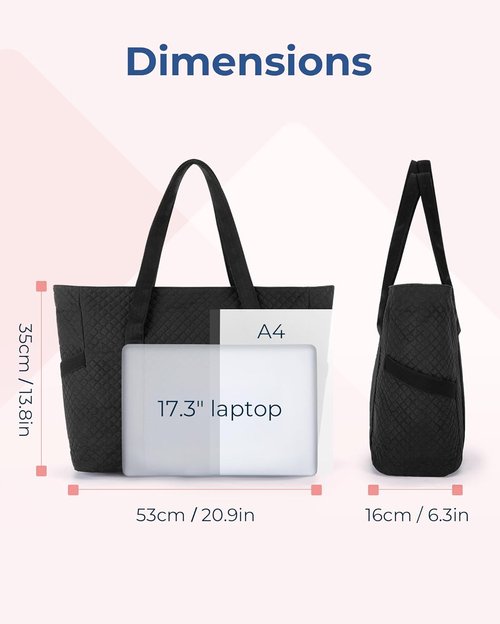 BAGSMART Puffer Tote Bag for Women - 20L Quilted Work & Travel Essentials with Zipper
