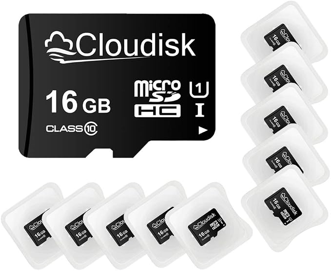 Pack of 10 Micro SD Card 16GB Flash Memory Card C10 A1 U1 Micro SDHC