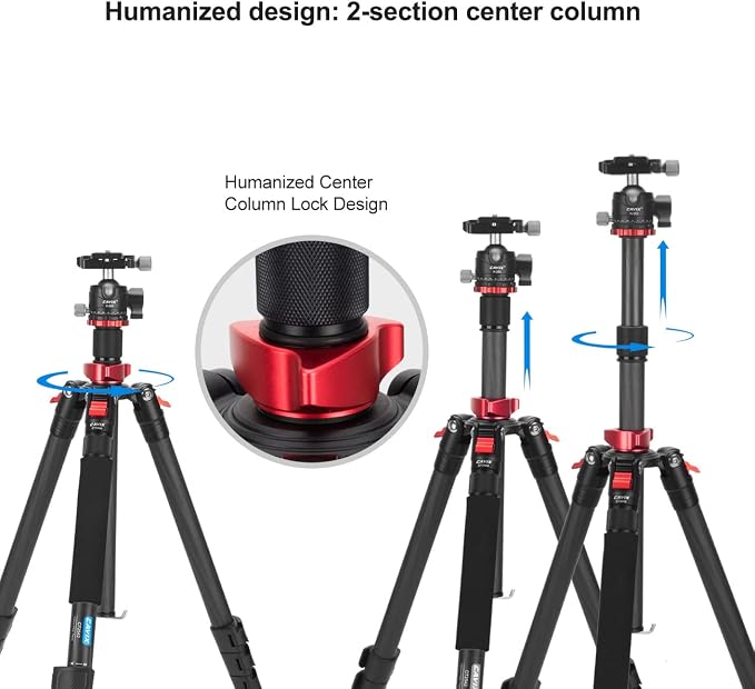 CAVIX 62" Professional Carbon Fiber Camera Tripod, Tripod & Monopod 2 in 1