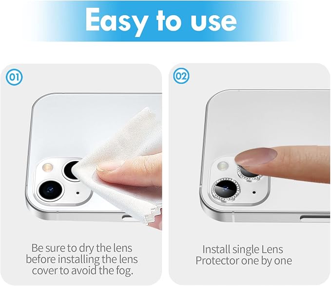 for iPhone 14 / iPhone 14 Plus Camera Lens Protector Bling, 9H Hardness