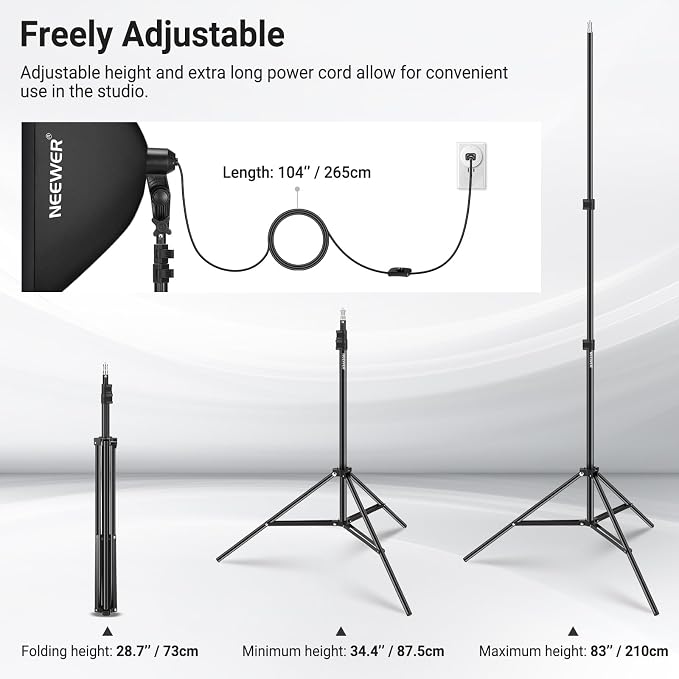 NEEWER 24"x24" 450W Equivalent Softbox Lighting Kit