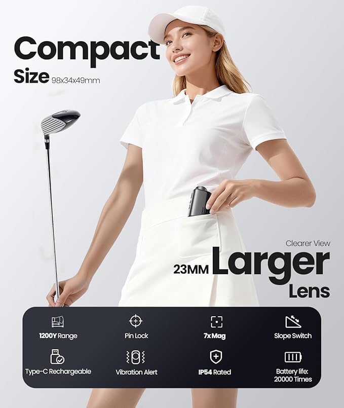 EENOUR Golf Range Finder with Slope, 1200 Yards Golf Rangefinder, Laser