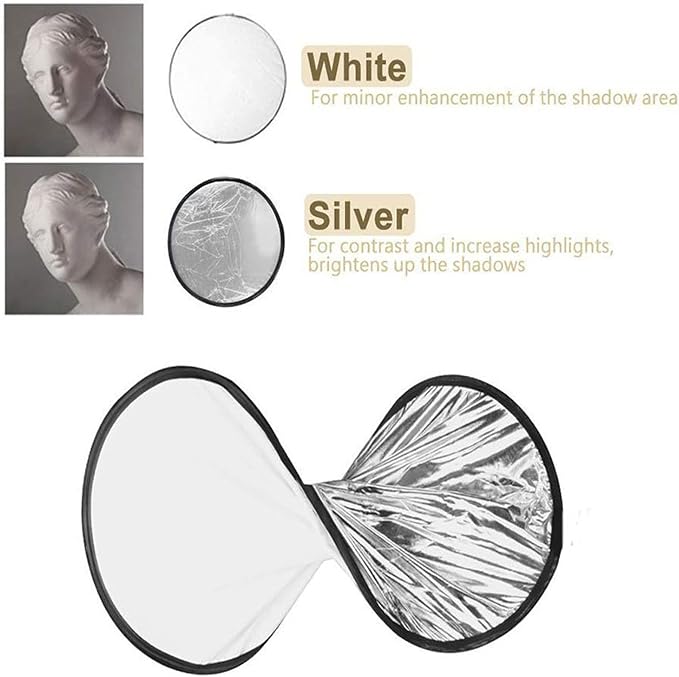 2 in 1 Lighting Reflectors Round Folding Portable 30cm/12inch Camera Photo