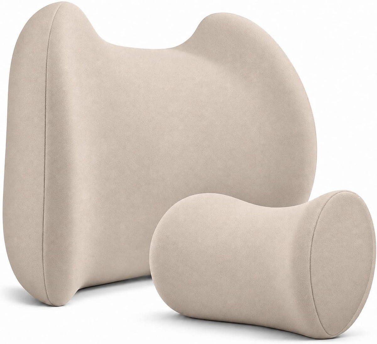 Lumbar & Neck Support Pillow Kit - Gray - Back & Neck Support Pillow for Car & Office Chair - Memory Foam Pillow - Ergonomic Pillow for Neck & Back Pain Relief