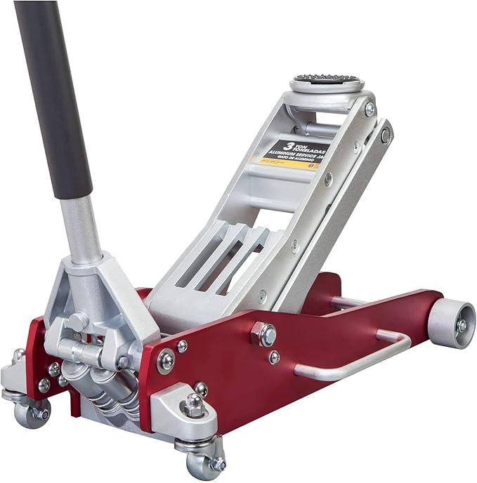Torin 2.5 Ton Low Profile Aluminum/Steel Racing Floor Jack with Dual Piston Quick Lift Pump, 5521 lb Capacity, Lift Range 3.94"-18.31", SUV & Truck Compatible, Red