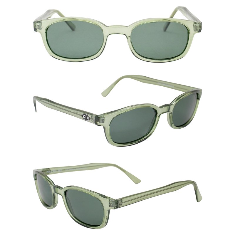 X-KD's Sunglasses 11269 20 Percent Larger than Original KD's ANSI Z80.3 Clear Green Frames w/Polarized Green Lenses