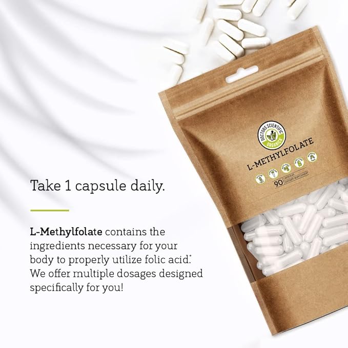 DSO L Methylfolate 7.5mg (5 MTHF Supplement) - 90 Vegan Capsules (7.5 mg) - Active L Methyl Folate Supplement for Homocysteine Control - Folic Acid Vitamin - Eco-Friendly Packaging