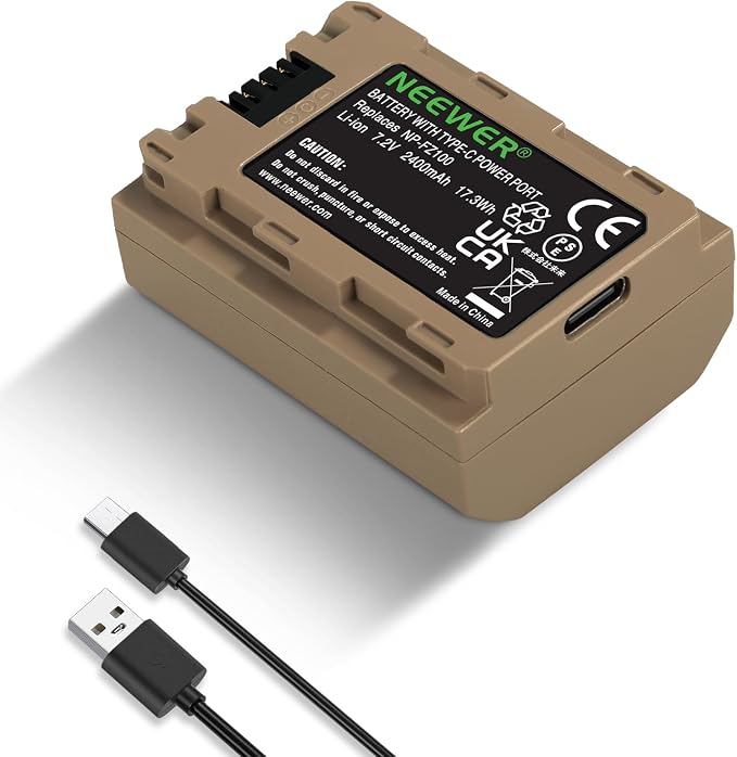 NEEWER 2400mAh NP-FZ100 Replacement Battery, Rechargeable Camera Battery