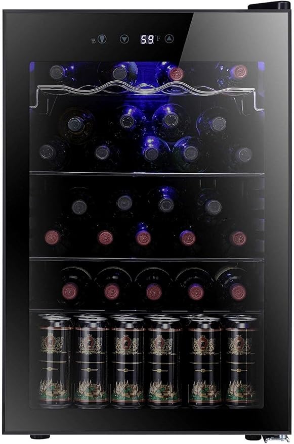 Antarctic Star 36 Bottle Wine Cooler/Cabinet BeverageRefrigerator Small Mini Wine Cellar Beer Soda Bar Fridge Quiet Operation Compressor Adjust Temperature Freestanding Black, 4.4 Cu. ft | 36 Bottle Capacity, for Beer Soda Bar, Quiet Operation, Adjust ...