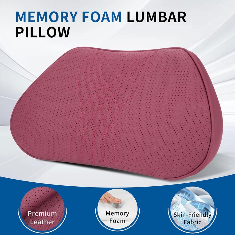 Lumbar Support Pillow for Driving Seat, Office Chair, Red, 1PC
