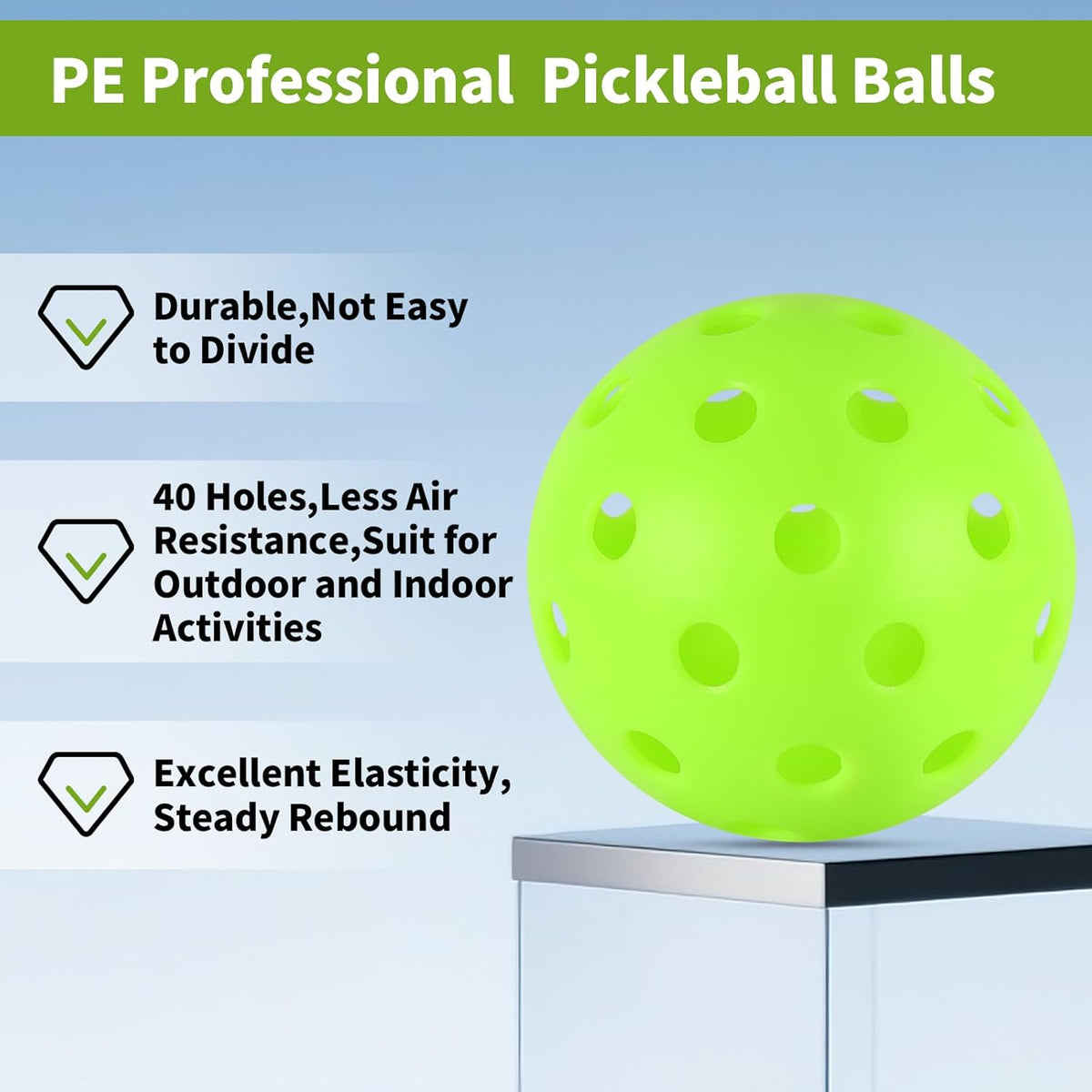 Pickleball Balls Set - 40 Hole Outdoor Balls with 8mm Precision Drilling | 100 Pcs Professional Quality