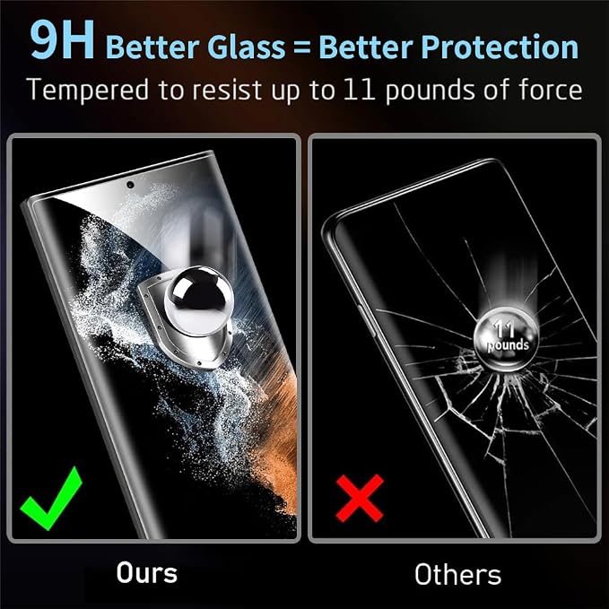 3 Pack Galaxy S22 Ultra Screen Protector, HD Clear Tempered Glass, Fingerprint