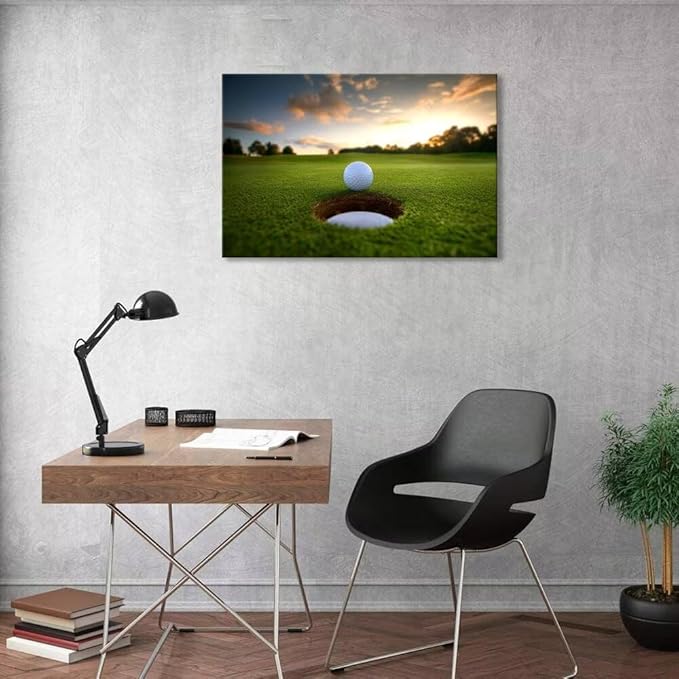 chenchenArt Golf Wall Art for Living Room Bedroom Home Decorations Golf Ball Picture Poster Canvas Prints Modern Artwork Framed Ready to Hang(12''H x 16''W)