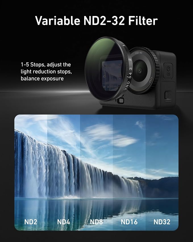 TELESIN Filter Kit for DJI Osmo Action 6 – VND 2–32 Variable ND, CPL UV Lens
