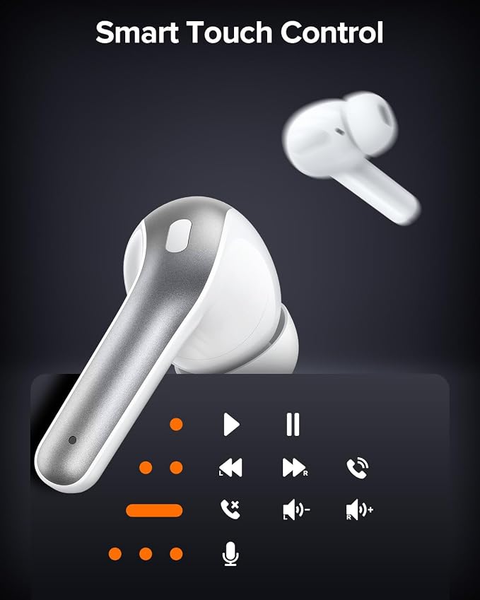 TAGRY Bluetooth Headphones True Wireless Earbuds 60H Playback LED Power Display Earphones with Wireless Charging Case IPX5 Waterproof in-Ear Ear buds with Mic for TV Smart Phone Laptop Computer Sports
