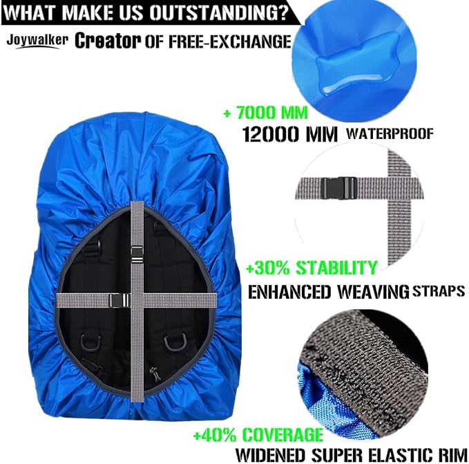 Joy Walker Waterproof Backpack Rain Cover, 12000mm Ultra-Waterproof, Upgraded