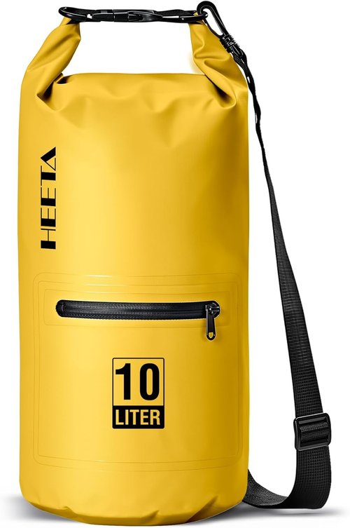 HEETA Waterproof Dry Bag - Lightweight Roll Top with Front Zippered Pocket | 5L/10L/20L/30L/40L for Travel, Kayaking & Camping