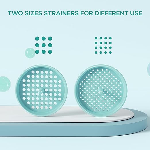 Pisol Wide Mouth Versatile Funnel, Canning Funnels for Kitchen Use, Food Grade Plastic Cooking Funnel Set with 4 Size Spouts and 2 Strainers for Filling Different Bottles and Bags, Teal