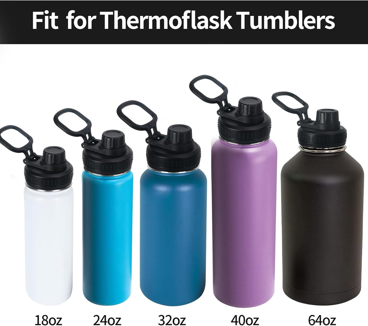 Thermoflask Lid Replacement - Leak-Proof Spout Lid for 12 oz, 14 oz, 18 oz, 32 oz, 40 oz, 64 oz | 2-Pack