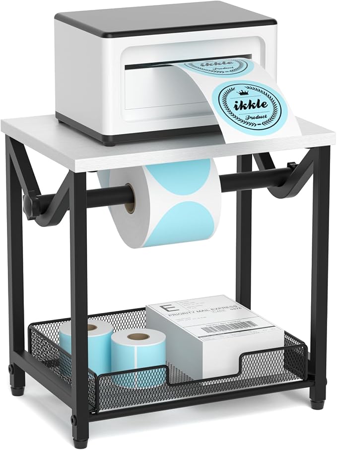ikkle Label Holder for Rolls and Fanfold Labels, Wooden Thermal Label Holder