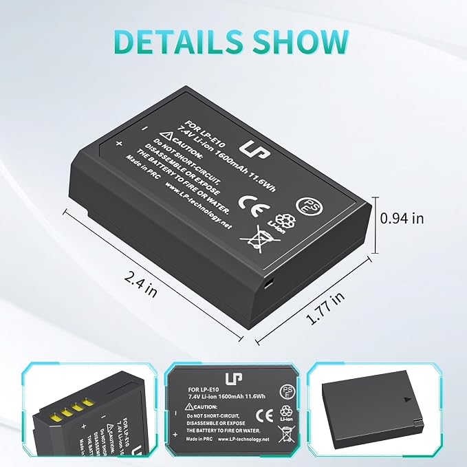 LP LP-E10 Replacement Battery, Kiss X50, X90 Cameras