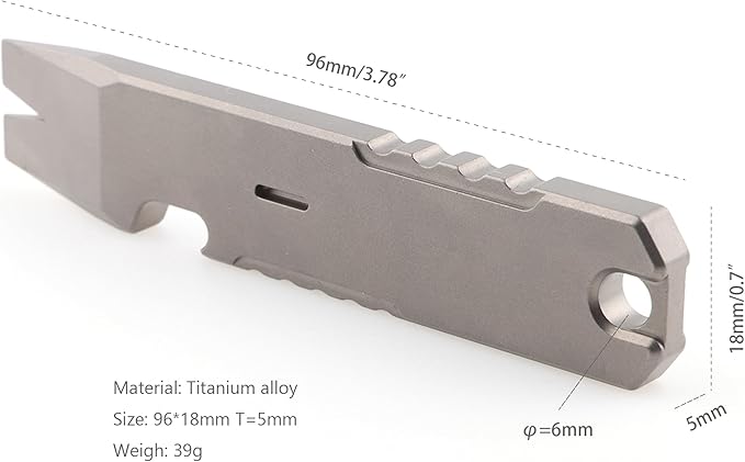 EDC Pry Bar Multi Tool Titanium Crowbar Multifunctional Portable EDC Tool Bottle Opener 3.78"