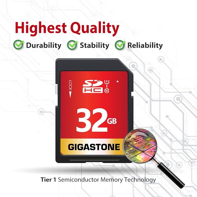 GIGASTONE 32GB SD Card 5-Pack UHS-I U1 Class 10 SDHC Memory Card High-Speed