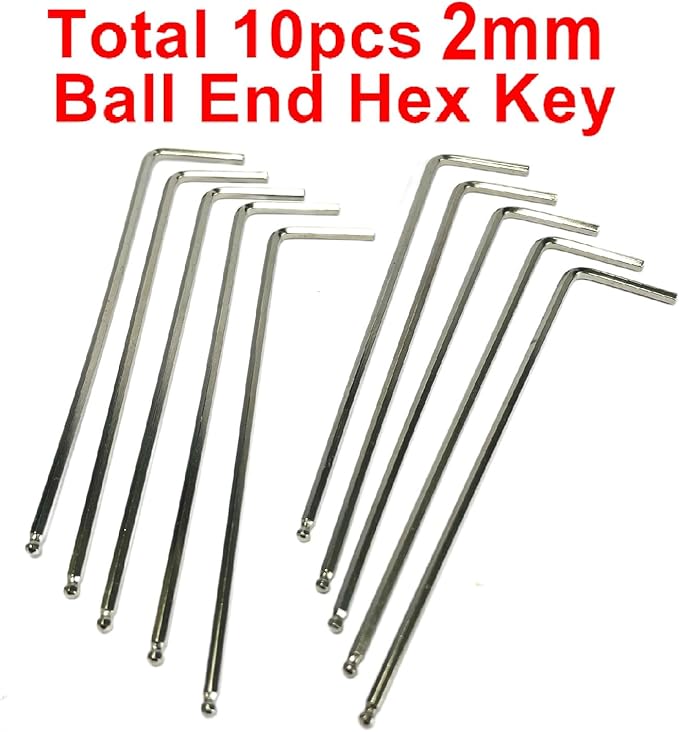 10pcs 2mm Ball End Allen Wrench sets,2mm Hex Key Wrench set,2mm ball end Hex Driver allen key Door Key L Shaped hex wrench set with Long Arm 95mm lengh.2mm ball end hex wrench