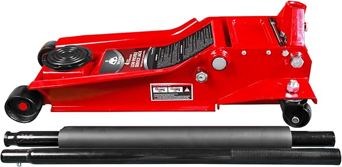 Jack Boss 4 Ton Floor Jack Hydraulic Low Profile Floor Jack with Dual Piston Quick Lift Pump, 4 Ton (8,800 lbs) Capacity, Red