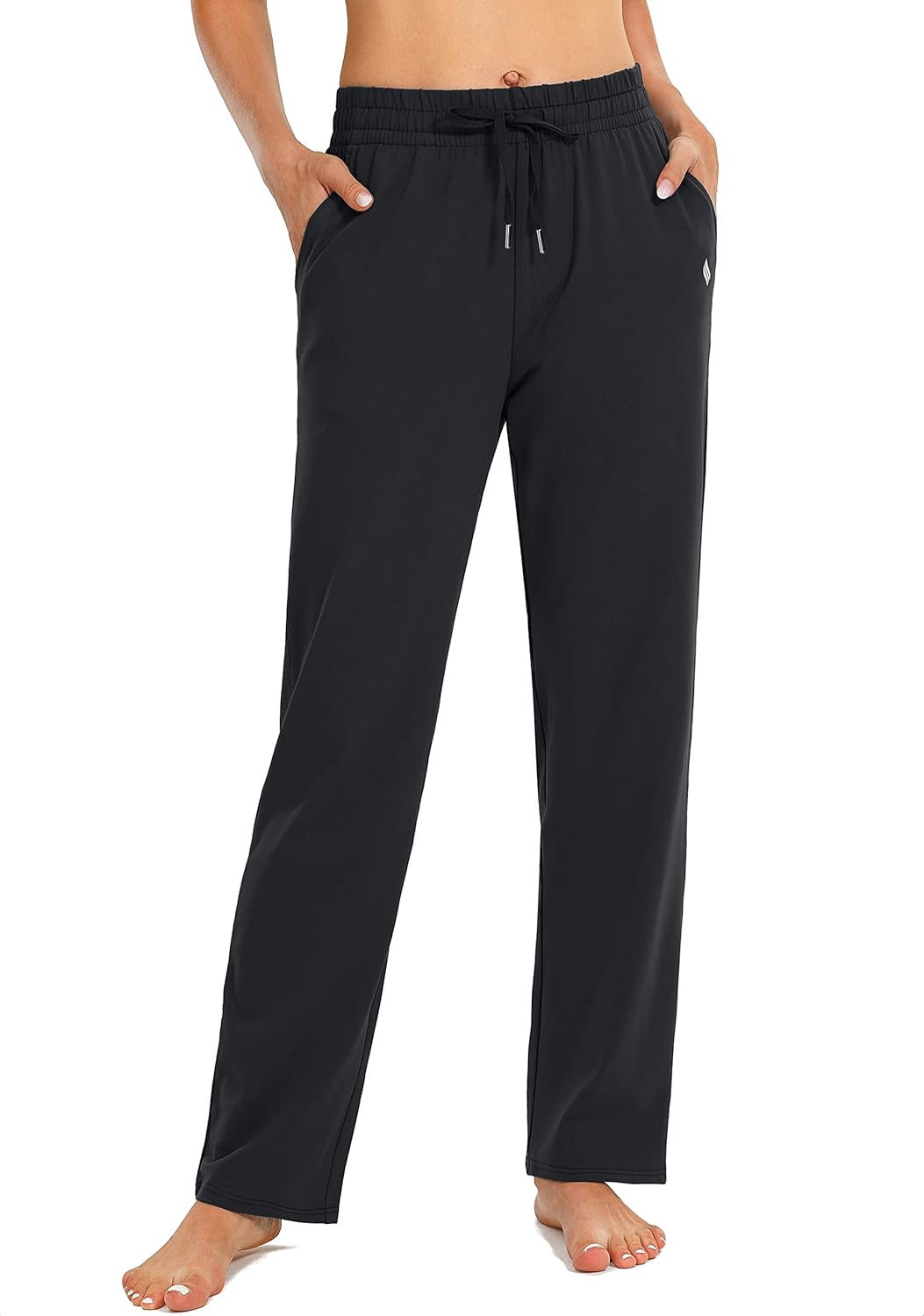 SANTINY Women's Cotton Sweatpants - Casual Yoga Lounge Pants with Pockets | Open Bottom Design