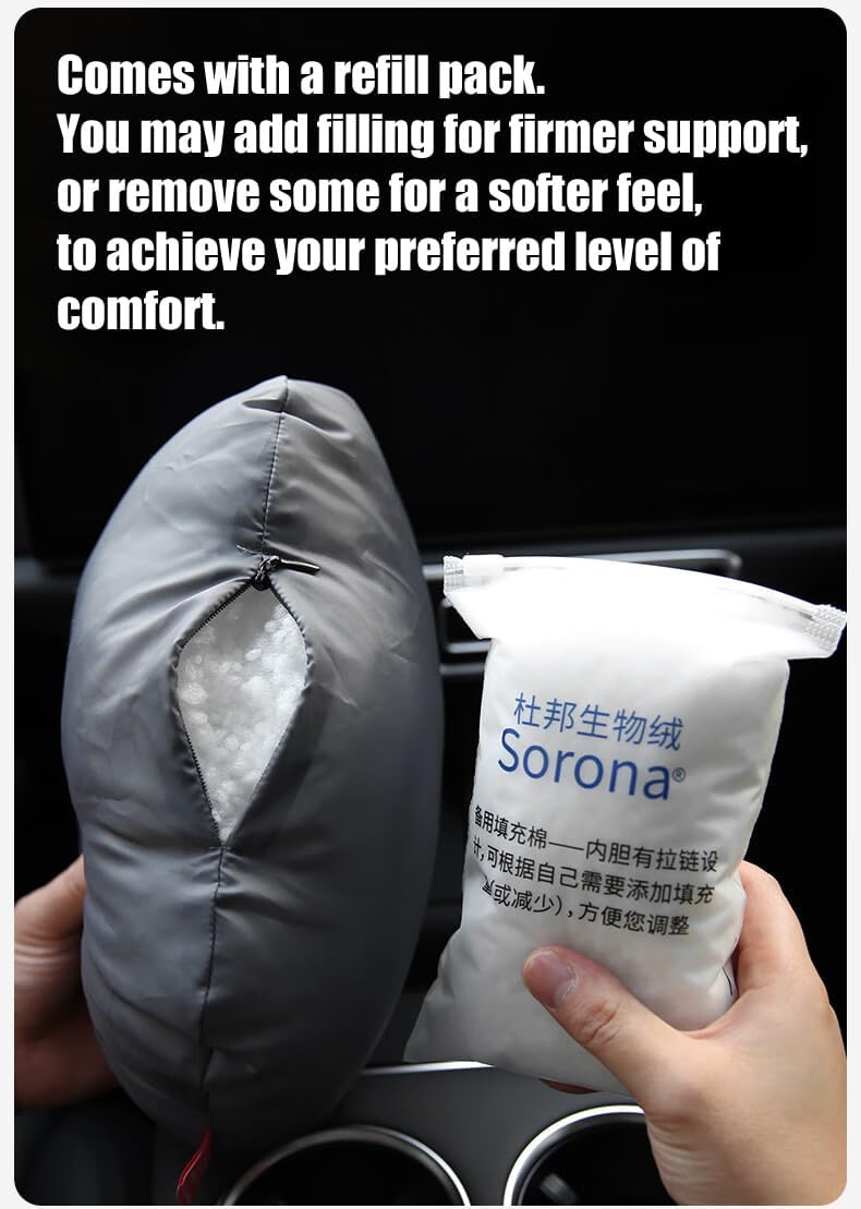 Car Neck & Lumbar Support Pillow Kit - 100% SUGENRO Sorona Bio-Fiber, Ergonomic 2PC Set, Highly Resilient & Breathable, Relieves Neck & Back Pain for Driving (Coffee Brown)