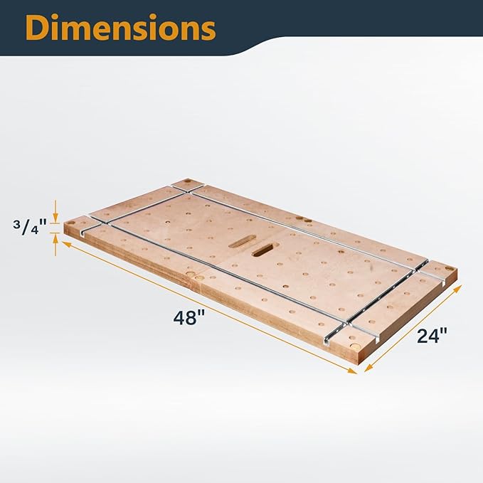 POWERTEC 72289 Arachni-Flex 24" x 48" Foldable Workbench Tabletop w/Carrying Bag - Portable Work Surface w/Pre-drilled Dog Holes, T-Tracks & Quick-Insert Locks for Woodworking Collapsible Workstand