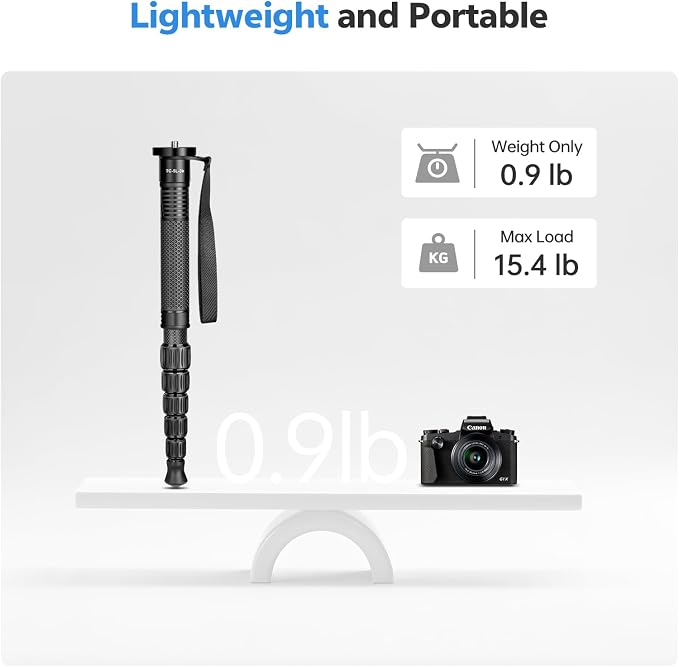 TONYBOO 61" Carbon Fiber Camera Monopod, 28mm 6-Section Height, Portable