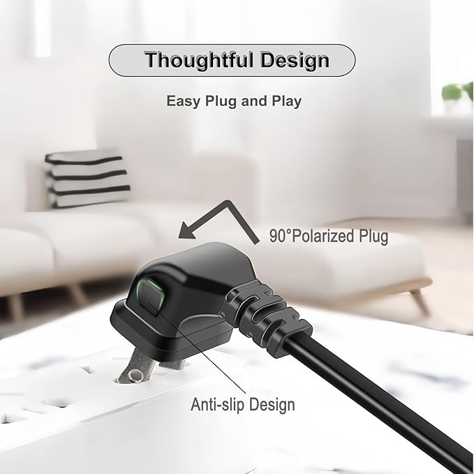 8.2Ft Power Splitter,2 Prong Extension Cord with 2 Outlets, 18AWG Male/Female Long Power Cable for Christmas Lights,Home Decor,Office,Indoor Extension Cord Splitter