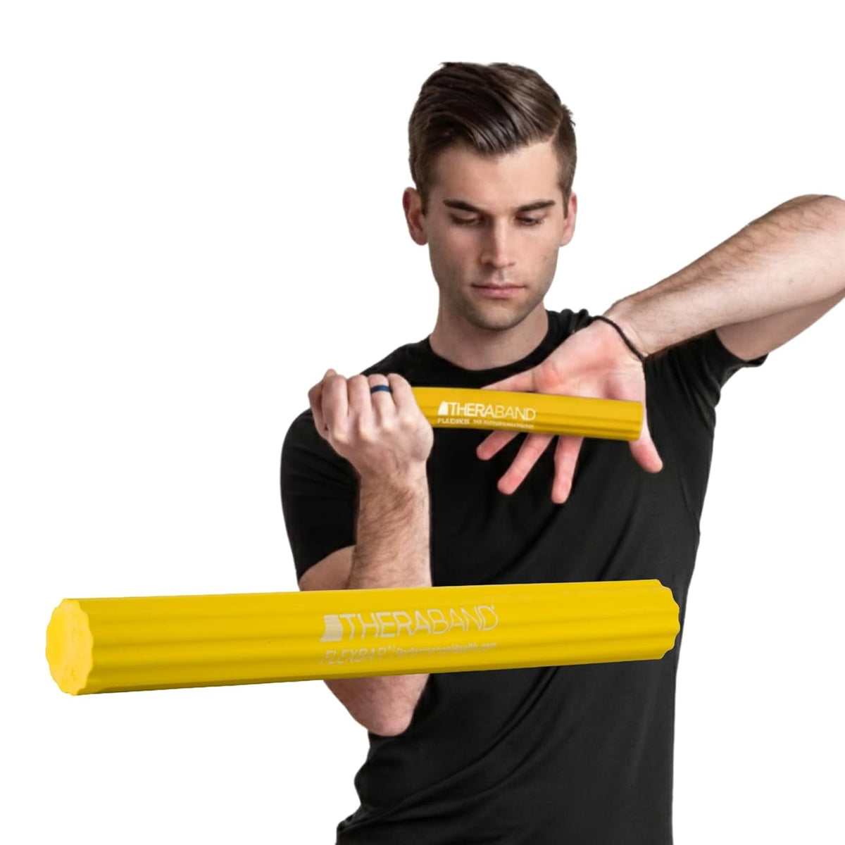 TheraBand FlexBar Resistance Bar - Extra Light Yellow Therapy Bar for Wrist & Forearm Exercises