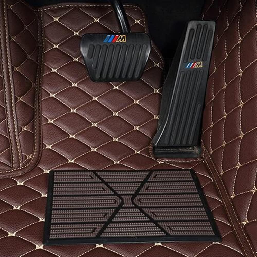 Custom All-Weather Protection Luxury Leather Floor Mats for Cars SUVs Trucks According Anti-Slip Leather Floor mats ﻿ (29,Blue and Black Beige)