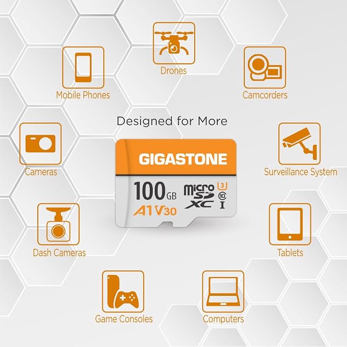 GIGASTONE 100GB Micro SD Card A1 V30, 4K Video Recording, Compatible