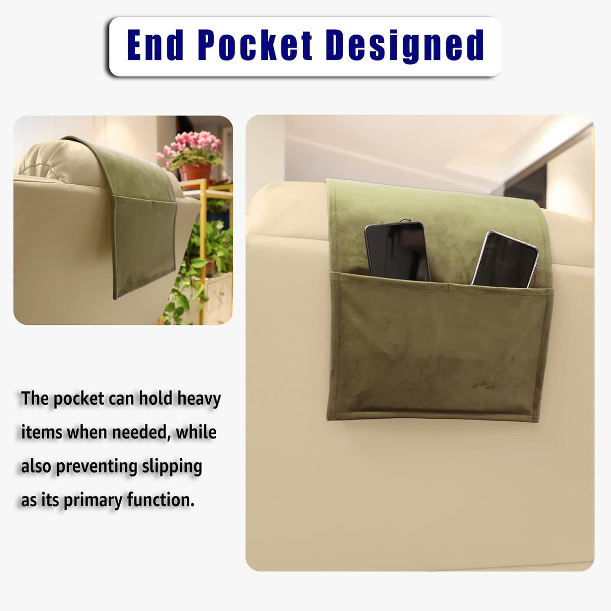 Non-Slip Head Pillow for Recliners - Neck Support Cushion with Velvet Cover for Pain Relief at Home, Office and Travel (Camel)