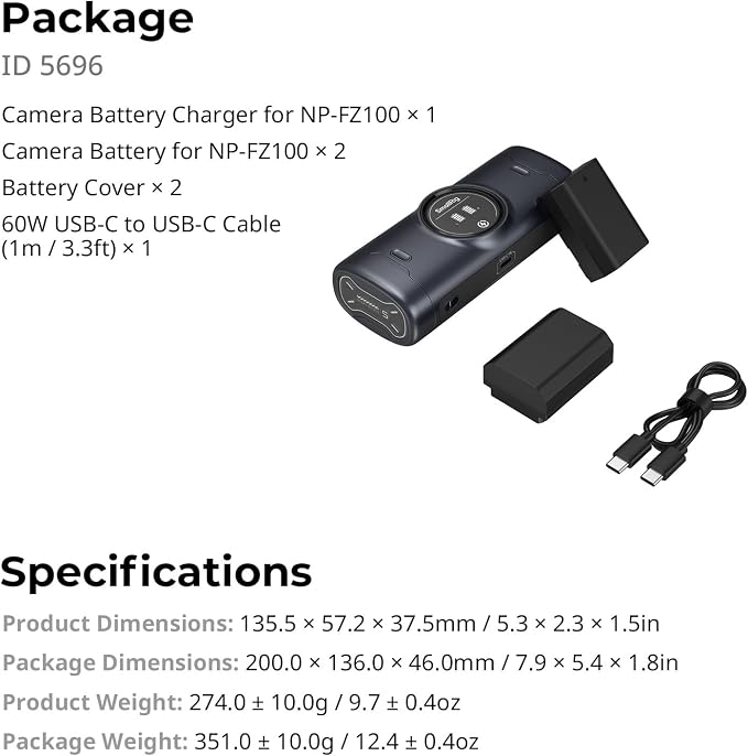 SMALLRIG NP-FZ100 Camera Battery Kit