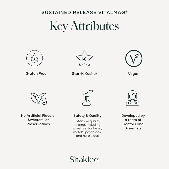 Shaklee -Sustained Release VitalMag - Magnesium Supplement for Nerve, Muscle, and Heart Health - Potassium & Boron Blend - Supports Cardiovascular Health - Easy Digestion - 30 Tablets