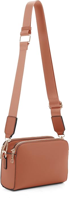 EVVE Crossbody Bags for Women Trendy Triple Zip Small Crossbody Camera Bag Purse