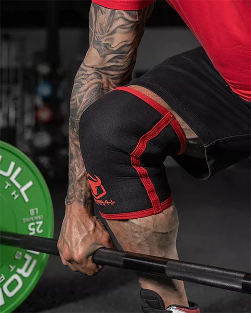 Iron Bull Strength Knee Sleeves for Powerlifting (7mm) - Weightlifting Knee Compression Sleeve for Squats - Knee Brace Support for Gym, Workout, Fitness (Large)