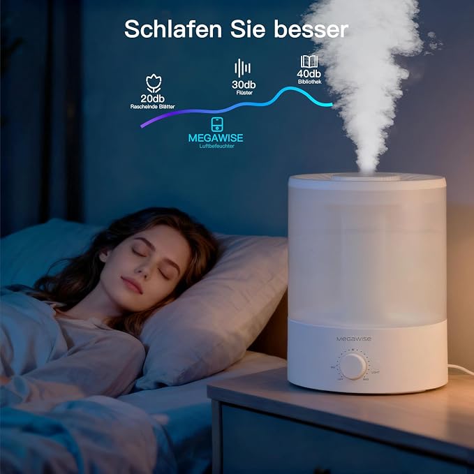 MEGAWISE 2 pack 3.5L Ultrasonic Cool Mist Humidifier – Top-Fill, Essential Oil Diffuser, Quiet Operation, Night Light, Auto Shut-Off for Home & Office (2)