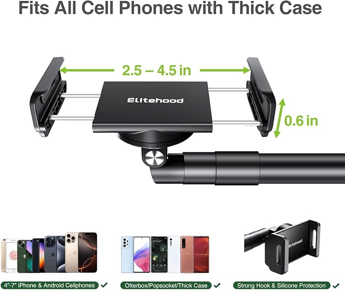elitehood Floor Phone Stand Overhead Video Recording, 360 Degrees Swivel Tilt
