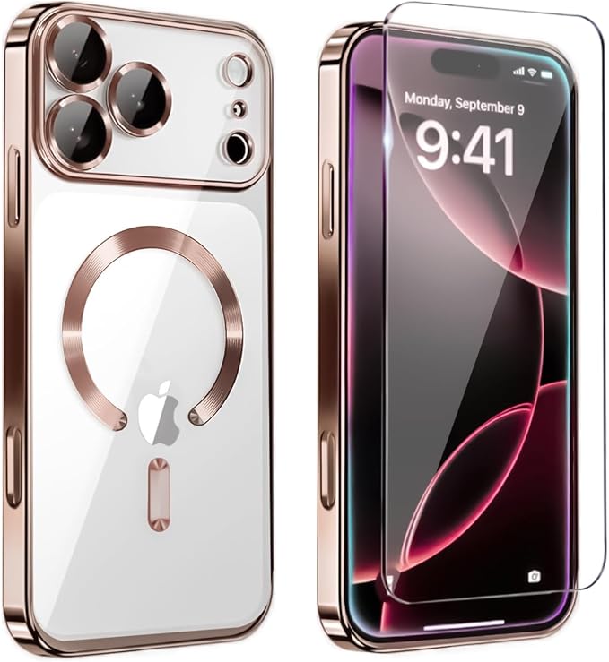 Magnetic Glossy Case for iPhone 17 Pro, iPhone 17Pro Phone Case Slim Clear