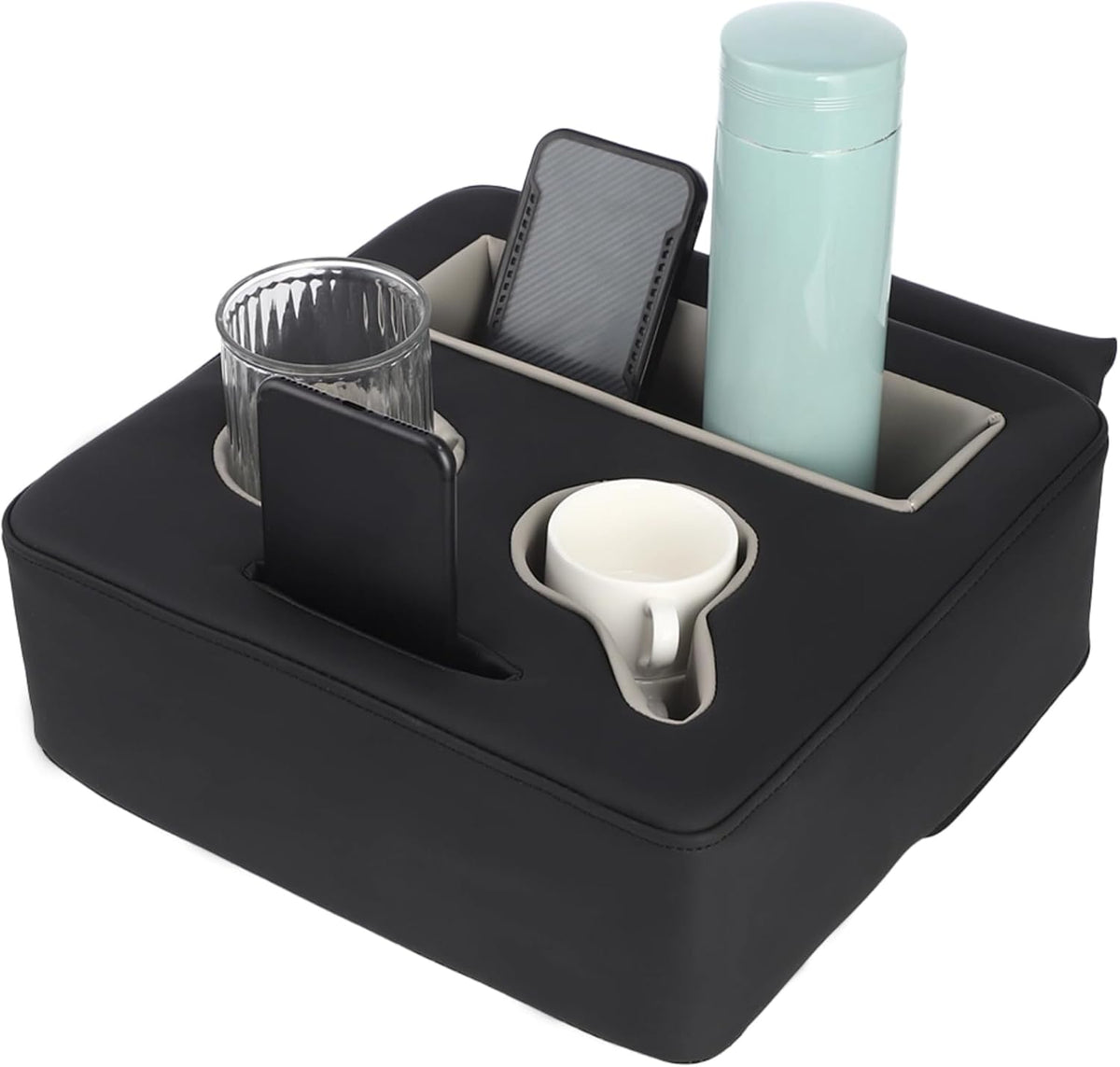 Back Seat Cup Holder for Car, Universal Truck Bed Organizer, Automotive Bottle Holder Tray, Boat Couch Expander Tray for Snacks, Phone, Remote