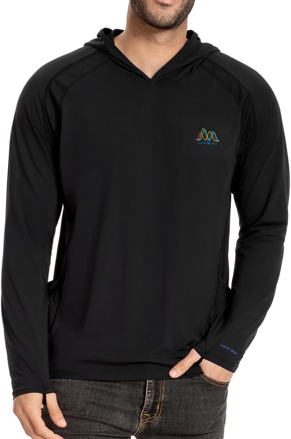 Skiennix Men's UPF 50+ Hoodie - Long Sleeve UV Protection Tee for Outdoor Hiking & Fishing
