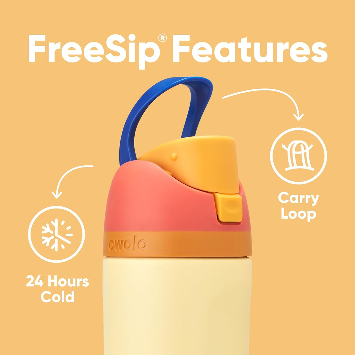 Owala Kids FreeSip Water Bottle - Insulated Stainless Steel with Straw, BPA-Free, 16 oz, Misty Horizon